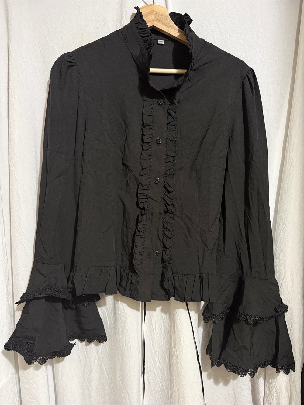 Black Ruffled Women's Blouse